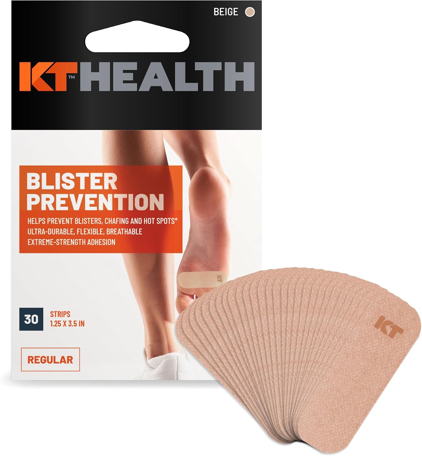 KT Health Blister Prevention Tape – 30 Precut Strips for Blister Protection, Strong Adhesive, Dermatologist Tested, Ideal for Athletes and Active Lifestyles – Black (Pack of 2)