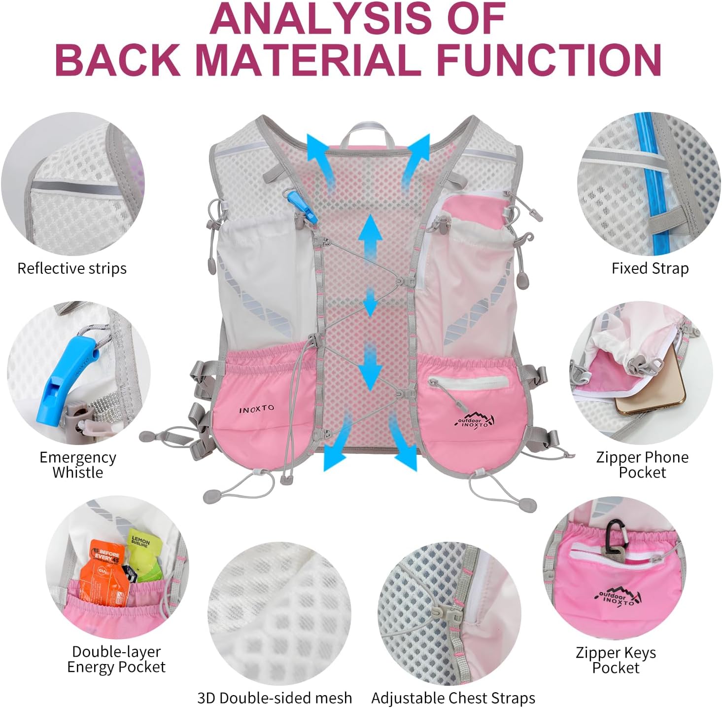 IX INOXTO Running Vest Hydration Backpack, Lightweight Running Backpack