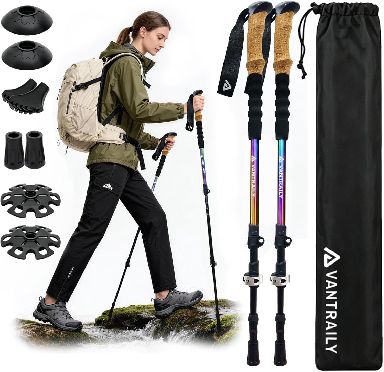 Carbon Fiber Trekking Poles Lightweight Collapsible Hiking Poles