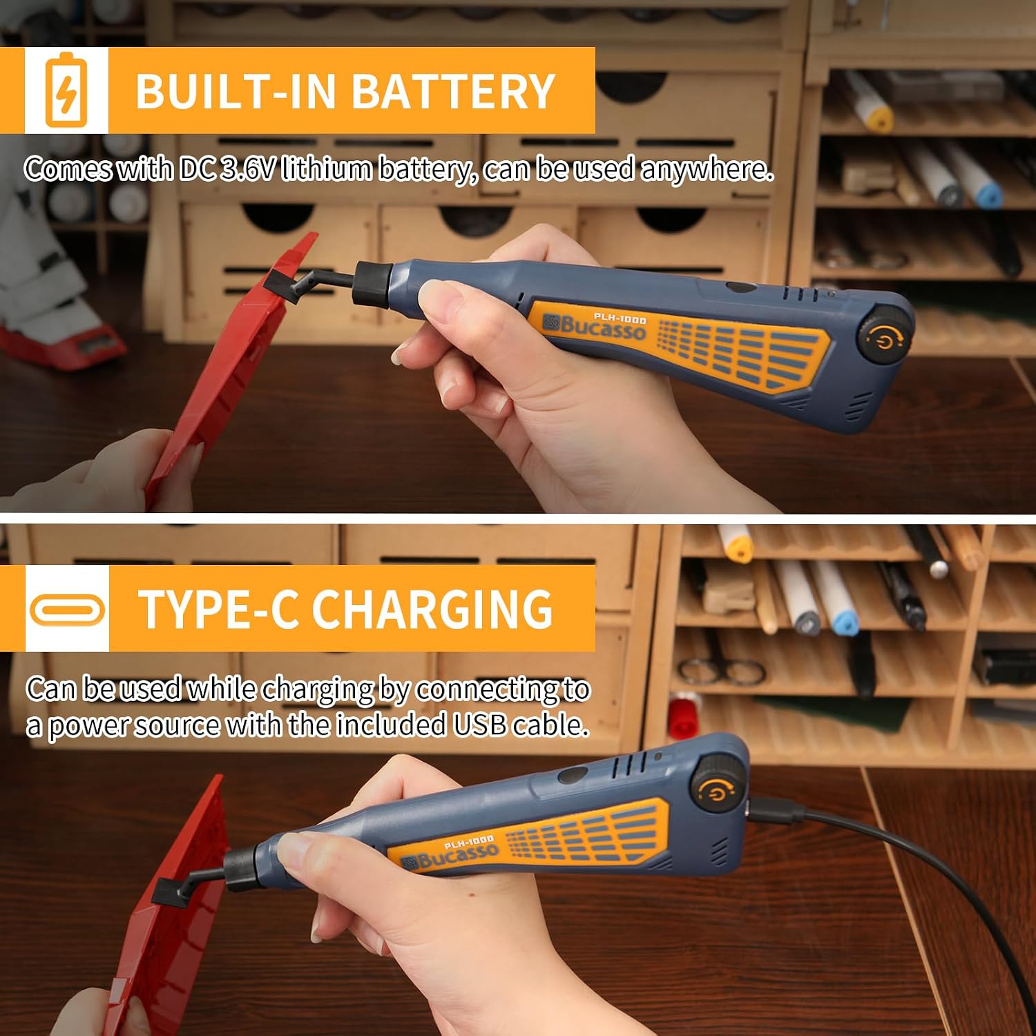 Cordless Pen Sander, Variable Speed and USB Charging with LED Light, Multi-Purpose Power Tool for Sanding, Polishing, Finishing, DIY Crafts, Blue