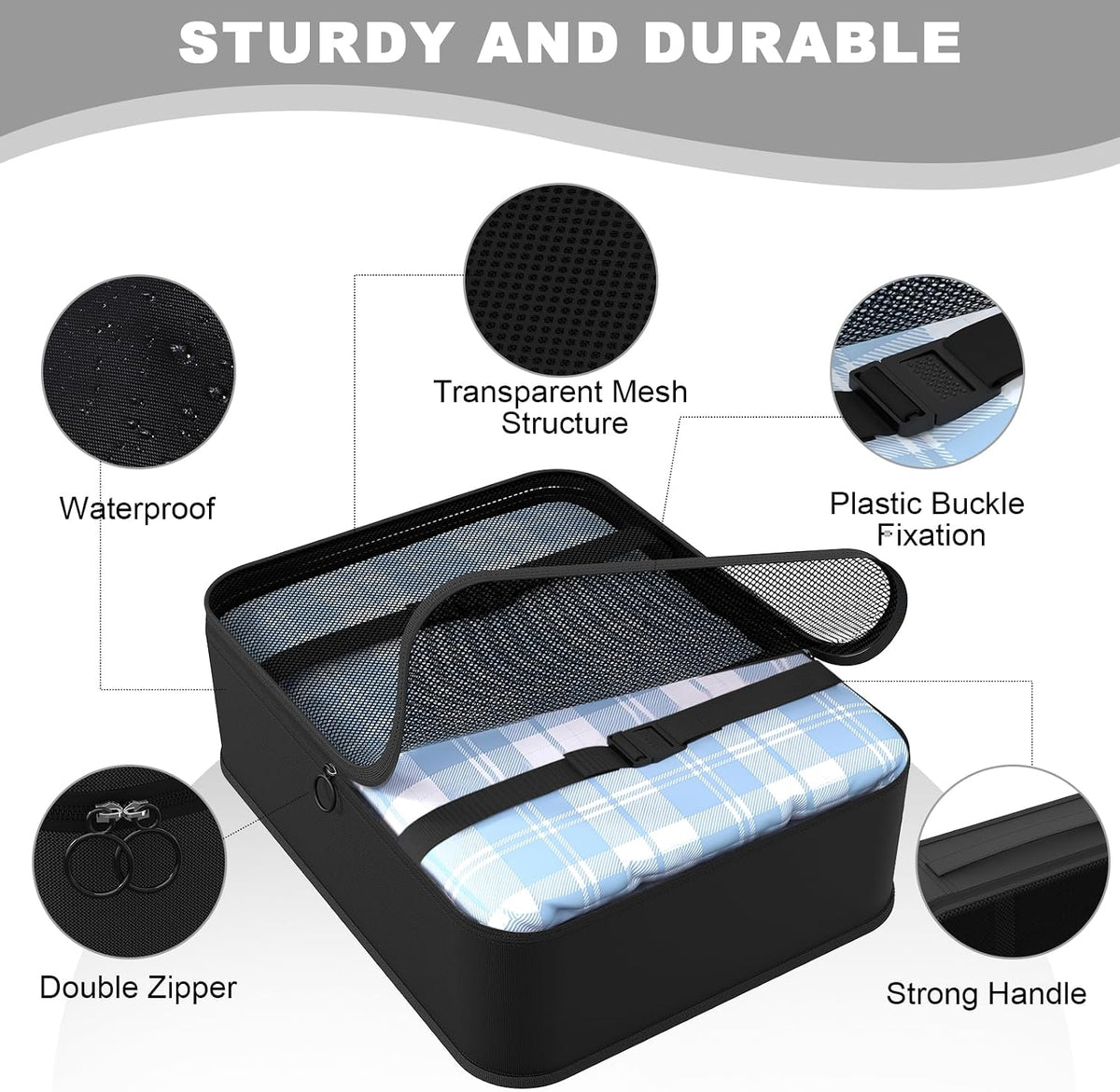 8 Set Packing Cubes for Travel, Suitcase Organizer Bags for Luggage (Black)