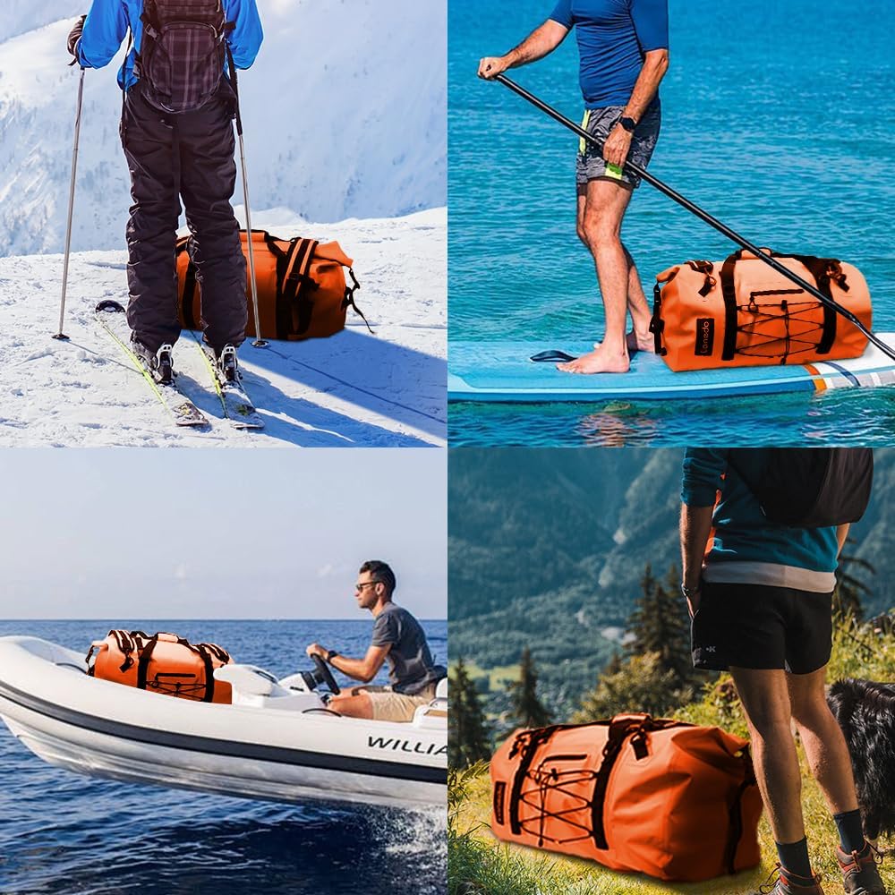 80L Dry Bag Large Waterproof Bag Roll-Top Heavy Duty Fishing Duffel Bag with Durable Straps & Handles for Kayaking Paddle boarding Boating Rafting Fishing