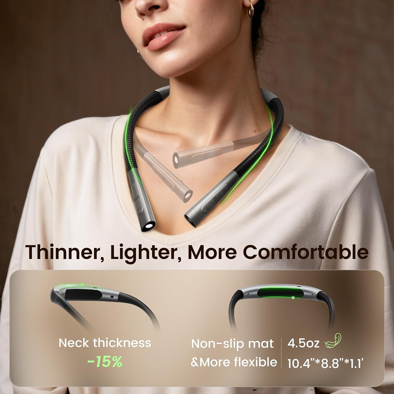 Glocusent Upgraded Neck Light,100Hrs Slimmer Reading Light for Books in Bed
