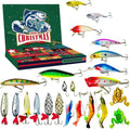 Advent Calendar Fishing Countdown 24 Days Fishing Lures Set for Fisher Adult Men Surprise Gift for Father, Grandpa