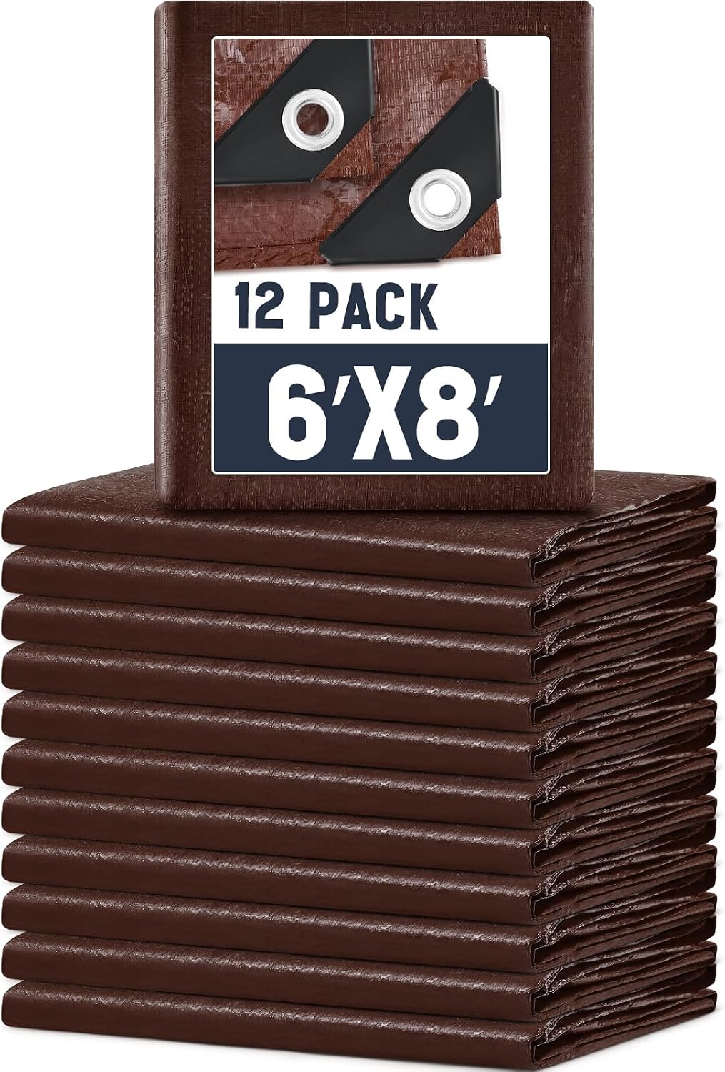 8 Pack 4 x 6 ft Black Tarps, 5.5 Mil Heavy Duty Waterproof Tarp