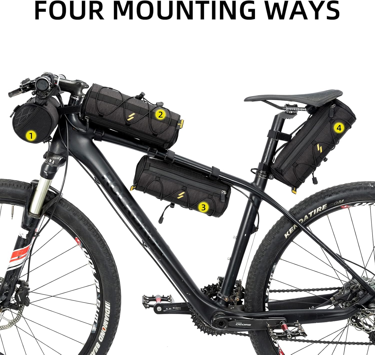 ROCKBROS Bike Handlebar Bag 2L Lightweight 4 Mounting Ways on Frame/Seat
