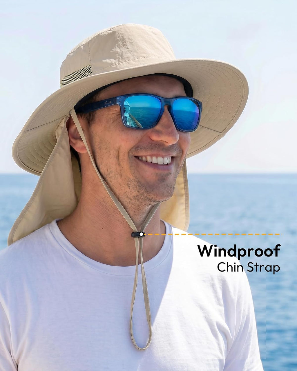 Sun Hats for Men Wide Brim Bucket Hat with Neck Flap for Fishing & Hiking Mens Sun Hat for UV Protection