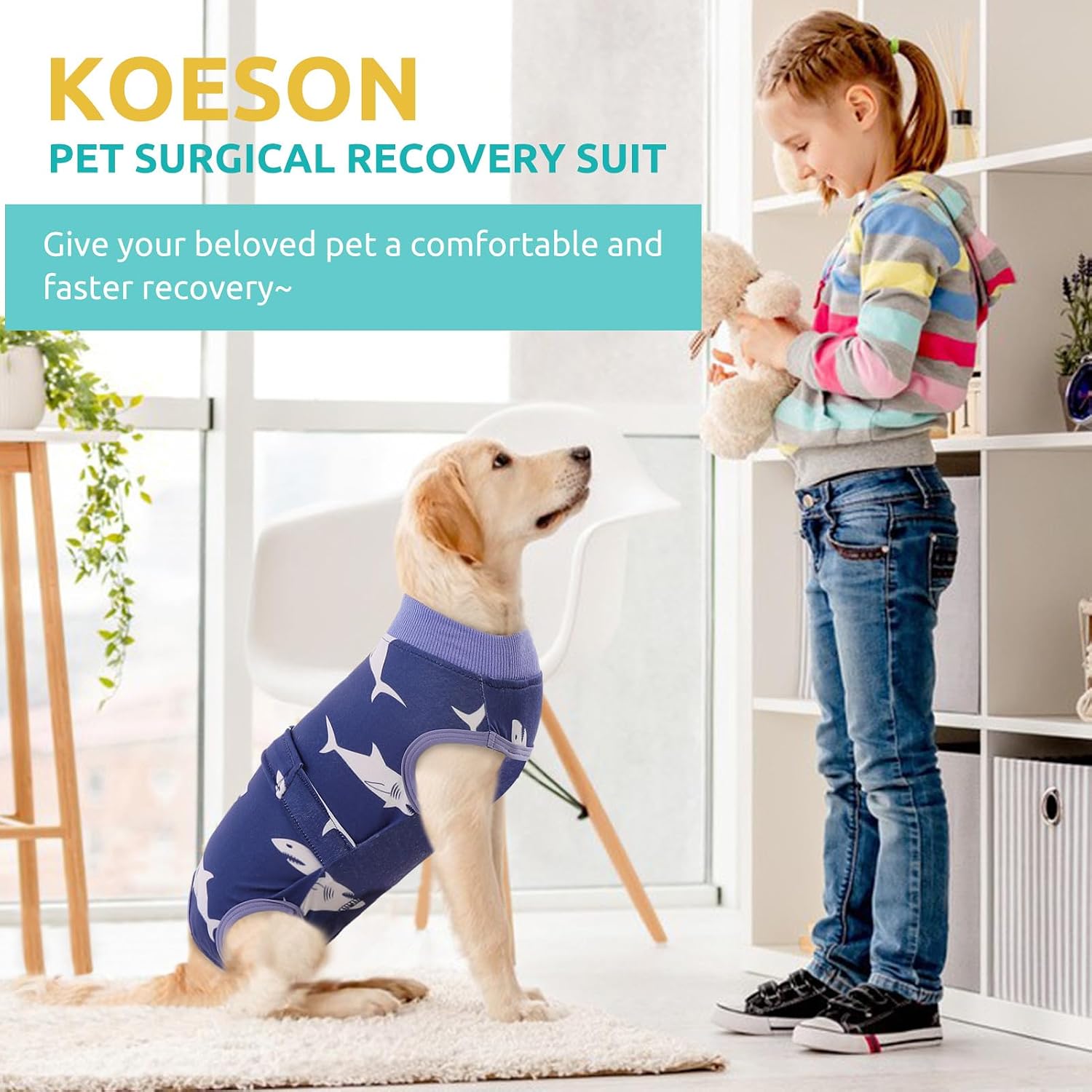 KOESON Lightweight & Soft Surgery Recovery Suit for Large Dogs Female Male