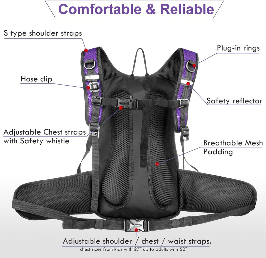 Mothybot Hydration Pack, Insulated Hydration Backpack with 2L BPA Free Water Bladder and Storage, Hiking Backpack for Men, Women, Kids for Running, Cycling, Camping - Keep Liquid Cool up to 5 Hours