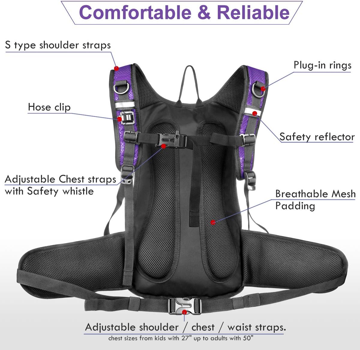 Mothybot Hydration Pack, Insulated Hydration Backpack with 2L BPA Free Water Bladder and Storage, Hiking Backpack for Men, Women, Kids for Running, Cycling, Camping - Keep Liquid Cool up to 5 Hours