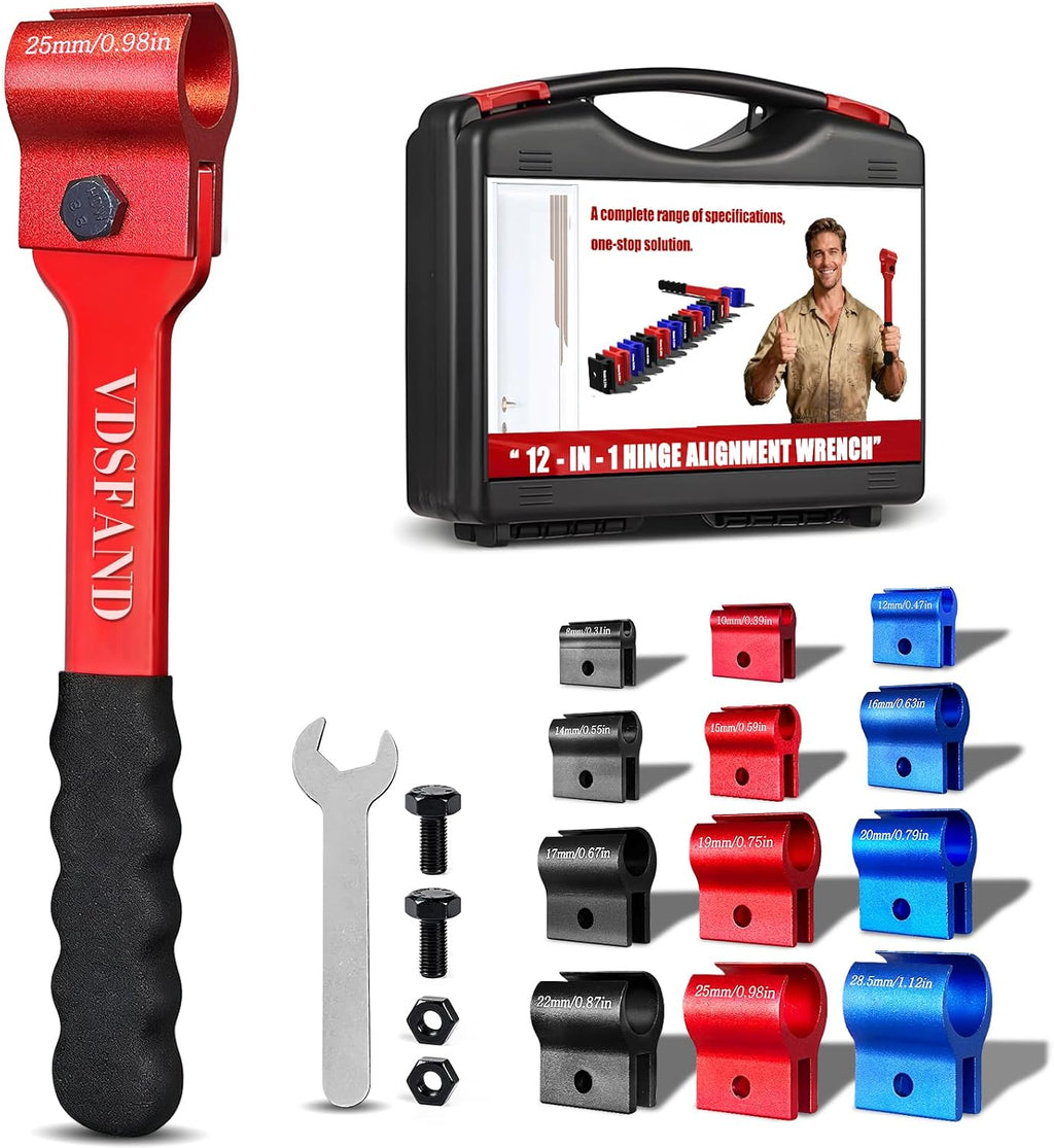 Vdsfand Door Hinge Adjustment Tool Multi-Size Hinge Gap Adjusting Wrench Kit Heavy Duty Door Hinge Repair Tool for Residential and Commercial Use