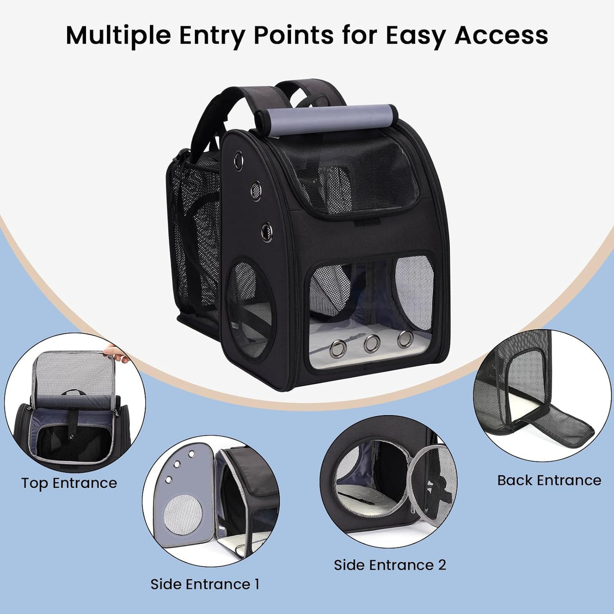 Expandable Cat Backpack Carrier for Small Cats & Pets Up to 18 lbs