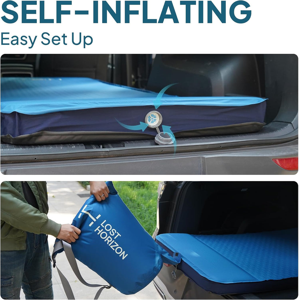 Lost Horizon Self-Inflating Foam Camping Mattress, Single, 3" Thick