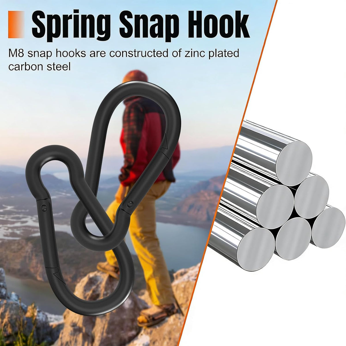 Carabiner Clips, 5.5IN Heavy Duty Spring Snap Hook, 6PCS