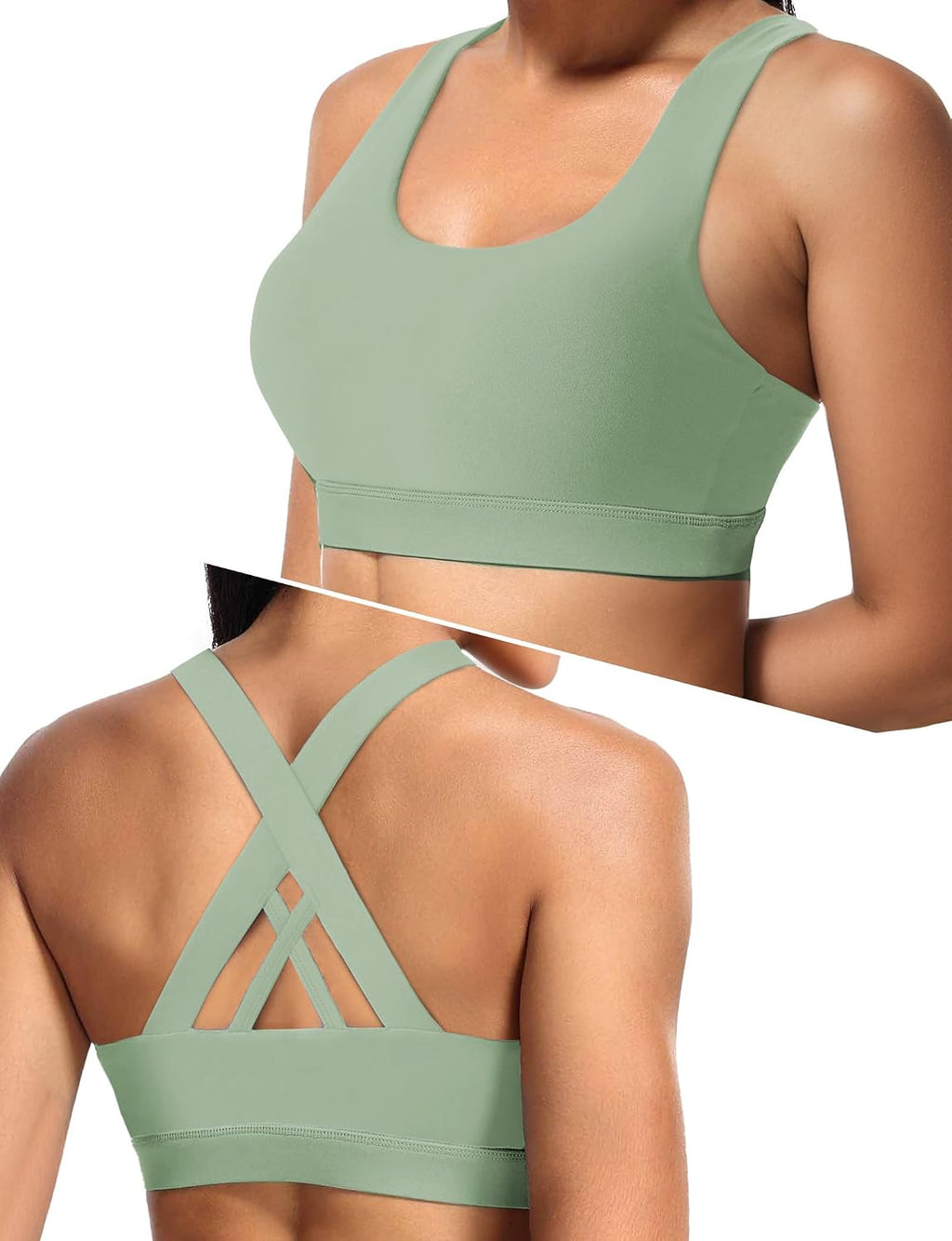 Buauty Sports Bra for Women, Criss Cross Back Medium Support Workout Bras with Removable Cups for Yoga Running Gym