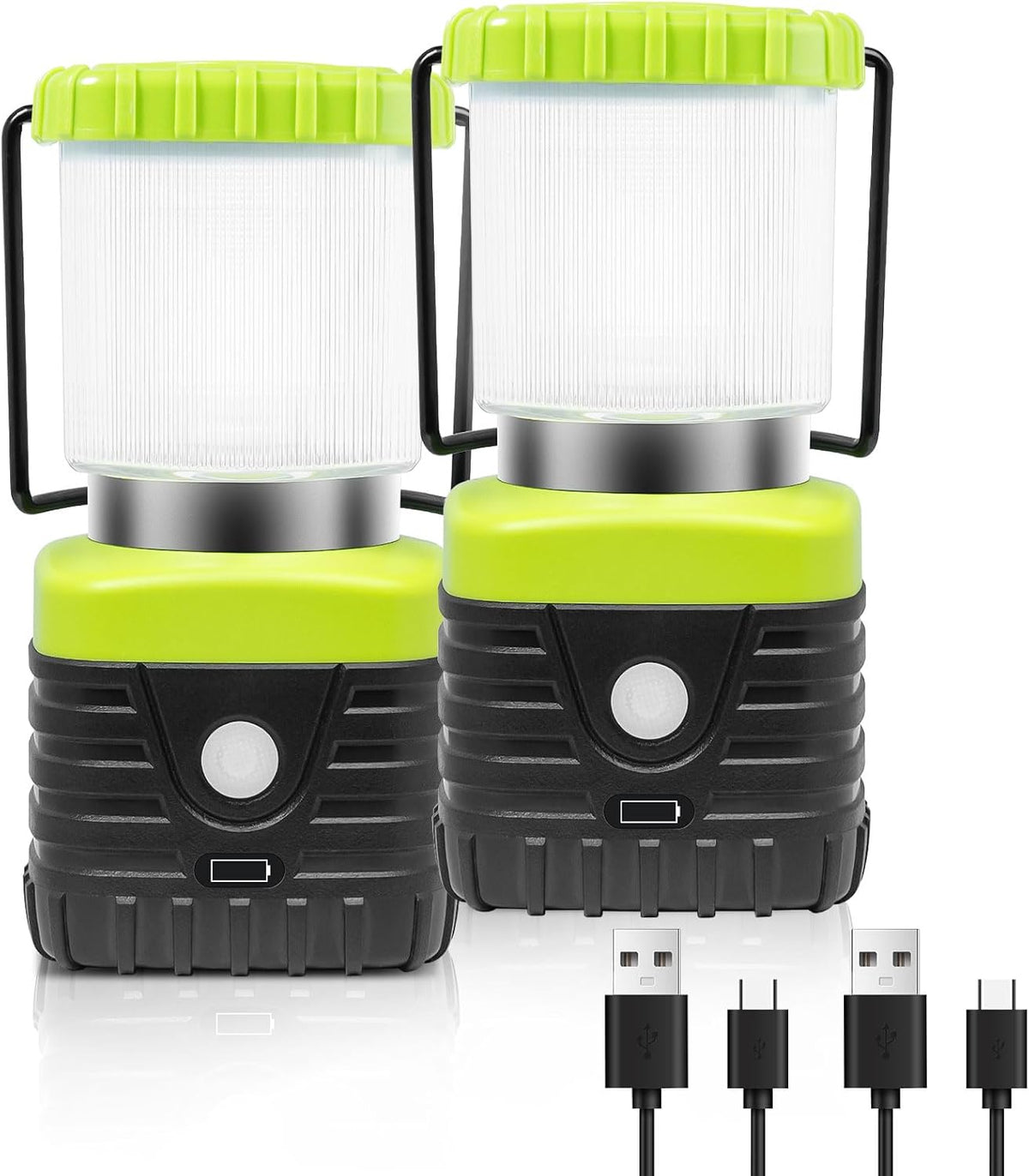 Jarxin 3PCS White LED Camping Lantern Rechargeable for Power Outages(Black)