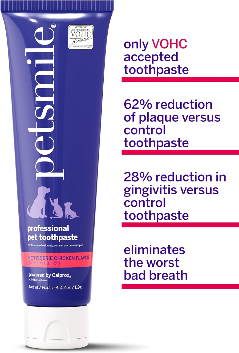 Petsmile VOHC Accepted Toothpaste, Rotisserie Chicken 4.2 Oz, Cats + Dogs