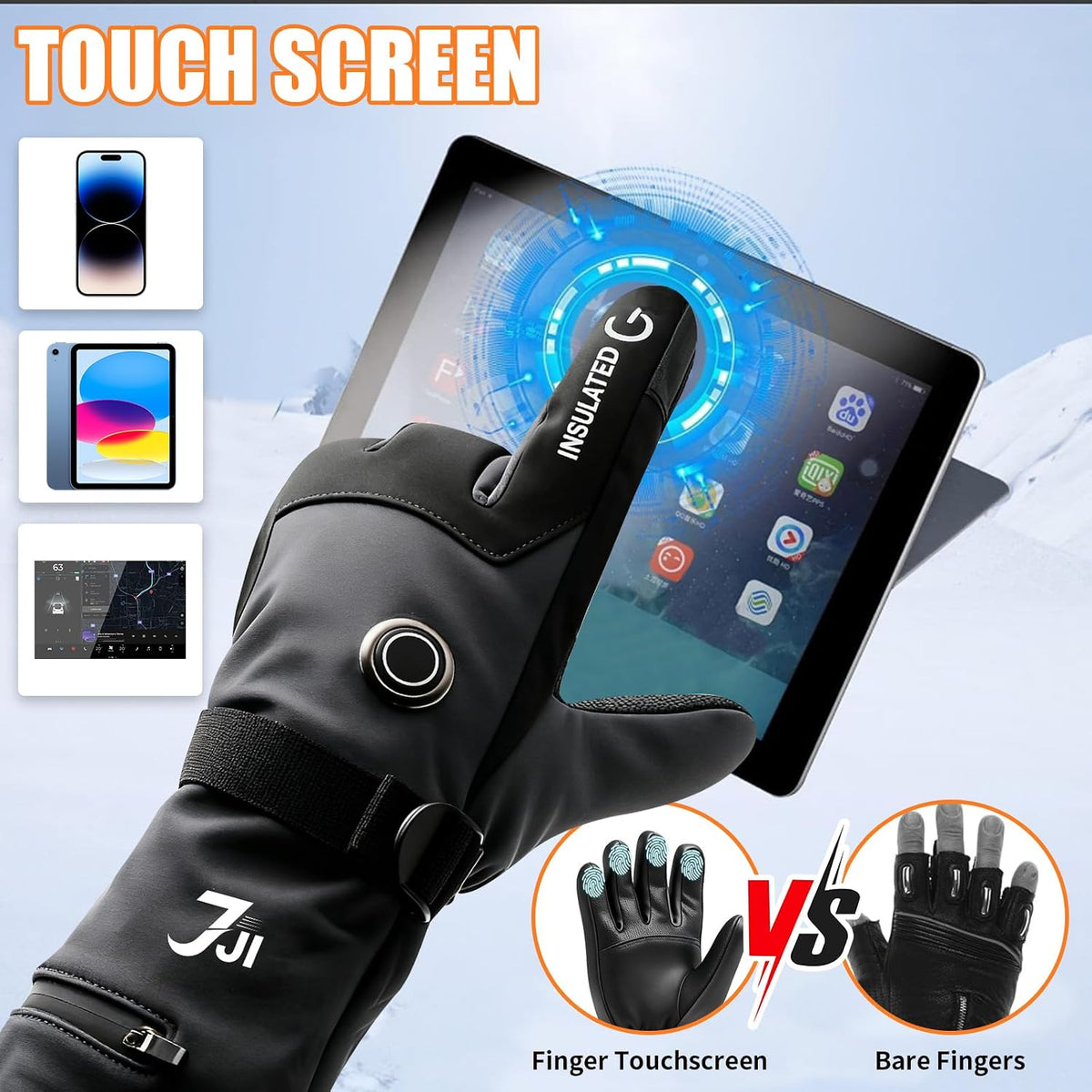 Rechargeable Heated Gloves for Men Women, Waterproof Electric Hand Warmers