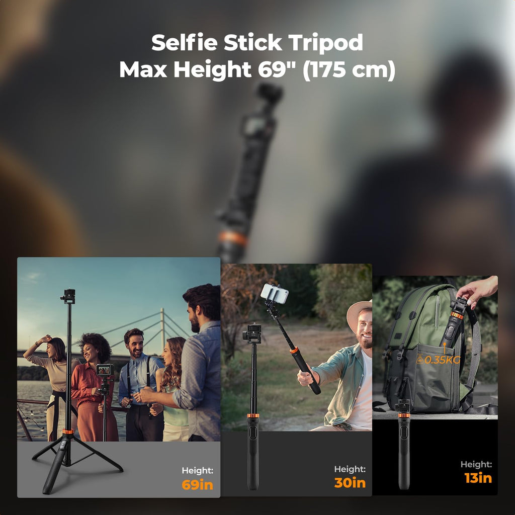 K&F CONCEPT 69'' Selfie Stick Tripod for Pocket 3
