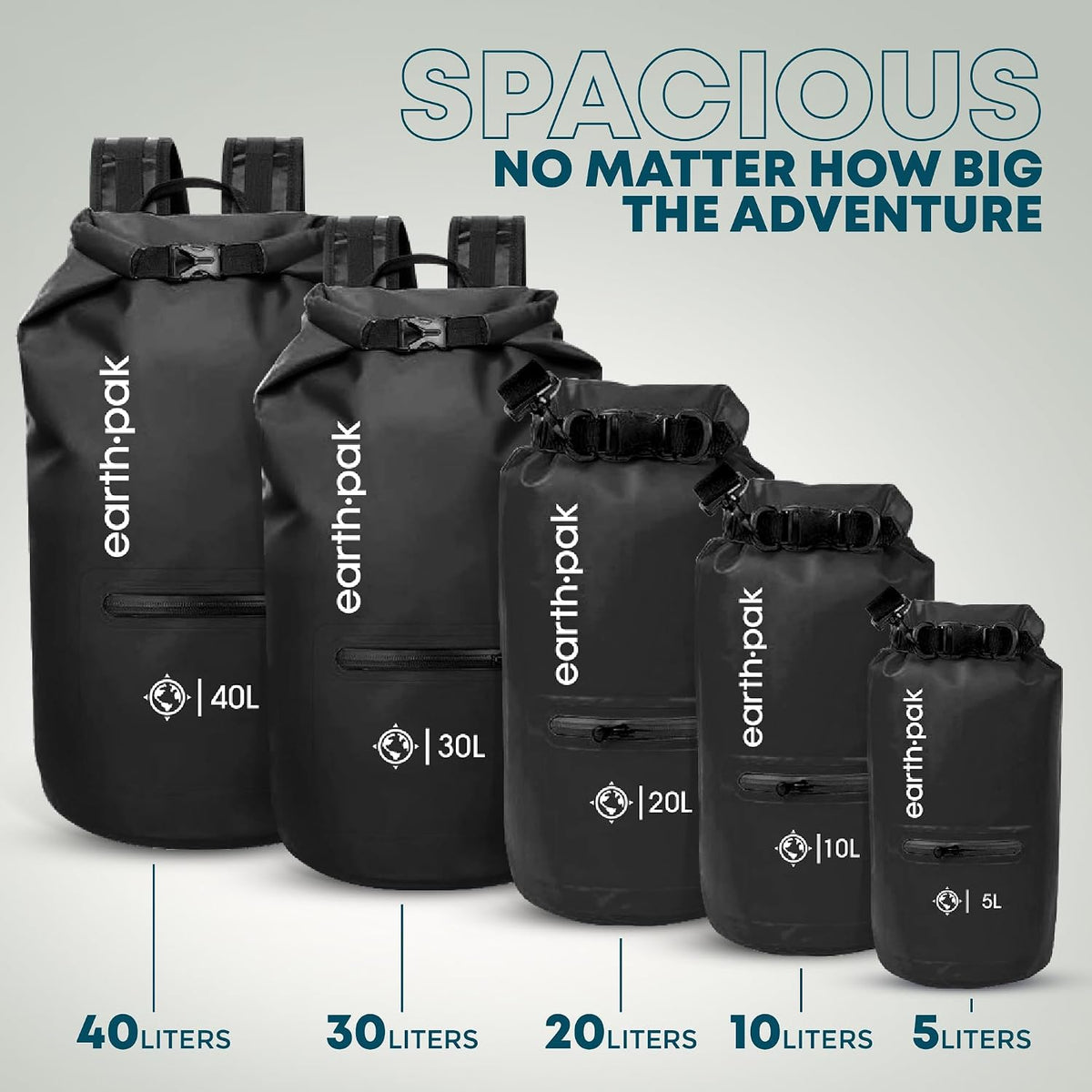 Earth Pak Waterproof Dry Bag with Zippered Pocket - Waterproof Dry Bag Backpack Keeps Gear Dry