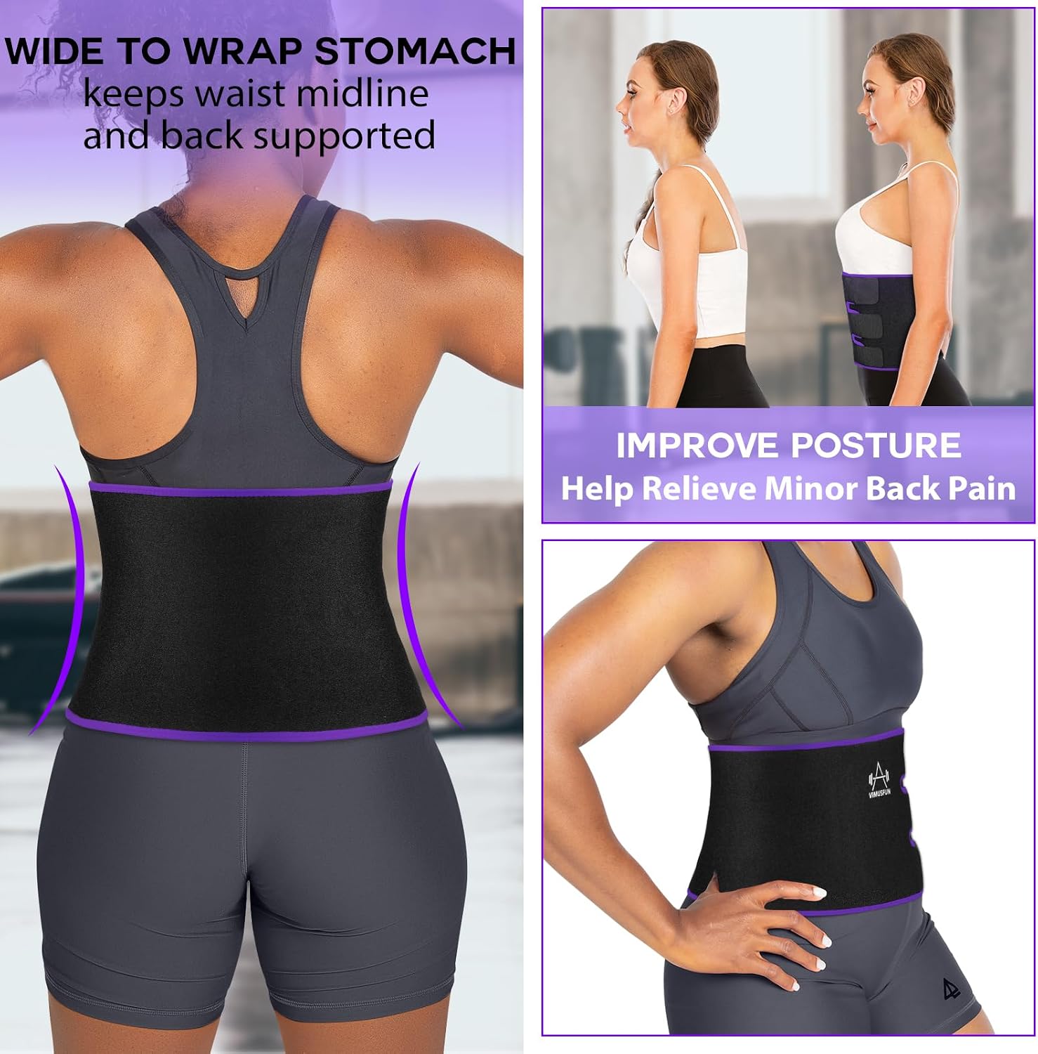 VIMUSFUN Waist Trimmer Belt Men Sweat Band Stomach Wrap, Waist Trainer for Women Workout