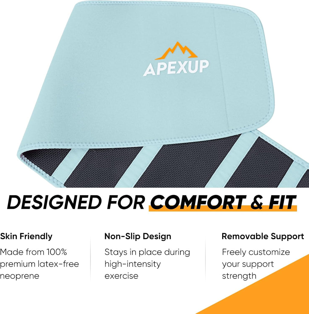 APEXUP Waist Trainer for Women Lower Belly Fat, Men Sweat Band, Stomach Wrap, Waist Trimmer with Removable Lumbar Support