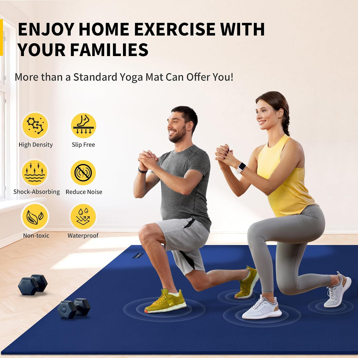 CAMBIVO 8'x6'/7'x5'/6'x4' Large Exercise Mat Workout Mat for Home Gym, 7mm
