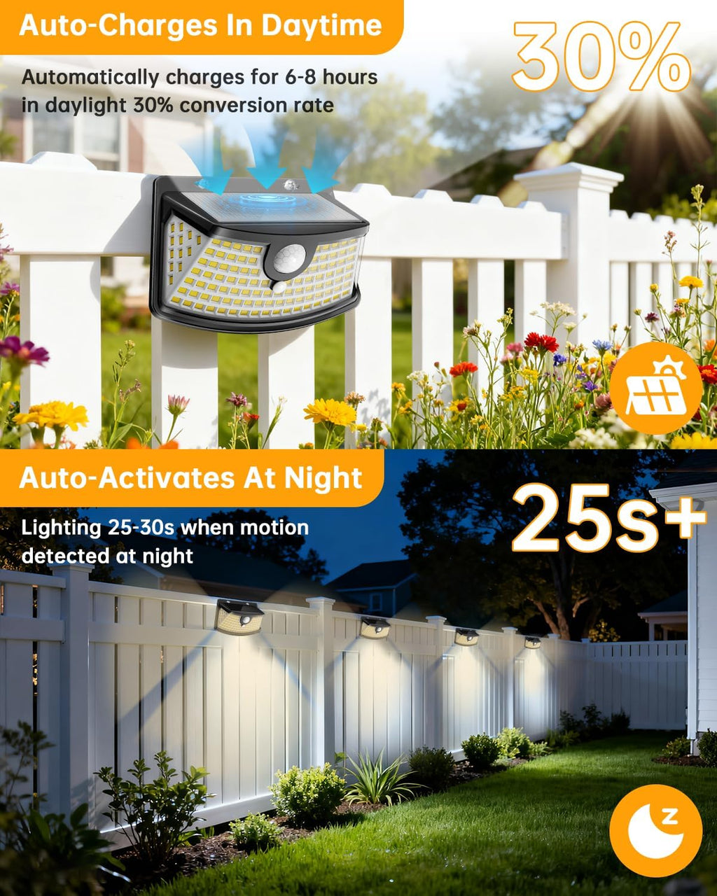 Aootek Solar Motion Sensor Lights Outdoor 120 LEDs, Black, 6 Pack