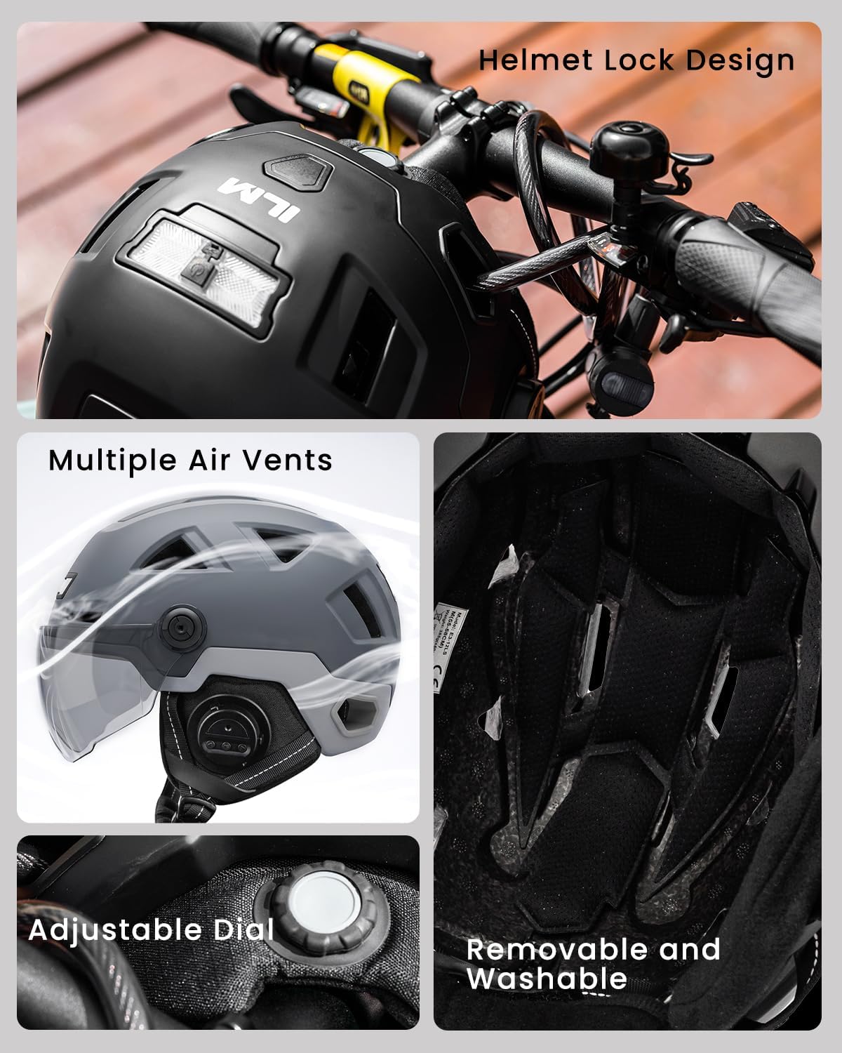 ILM Adult Bike Helmet Road Cycling Electric Bicycle Escooter Ebike E3-12LS