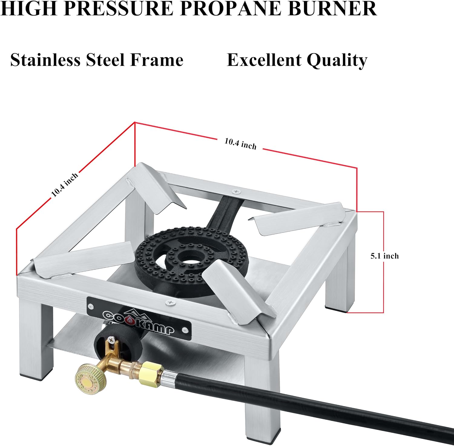 COOKAMP Propane Burner Angle Iron Camp Stove with CSA Listed Regulator and 4ft Hose (SS1200)