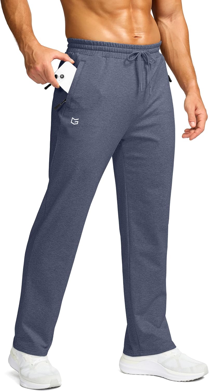 G Gradual Men's Fleece Lined Pants with 3 Zipper Pockets Water Resistant Winter Warm Hiking Pants Athletic Sweatpants for Men