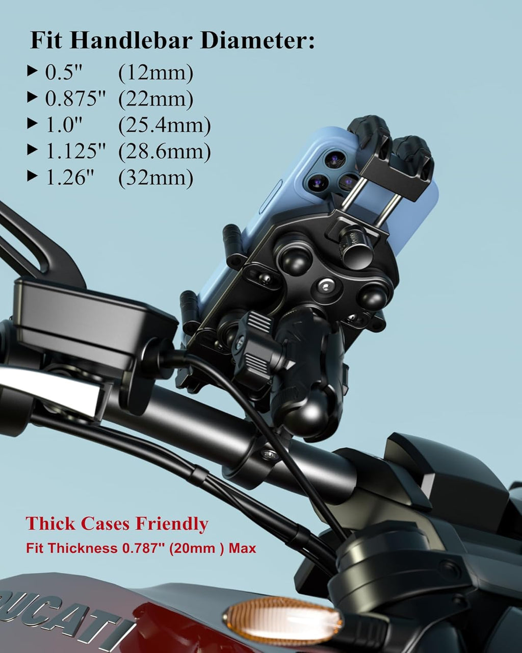 BRCOVAN Anti-Theft Motorcycle Phone Mount Holder with Vibration Dampener