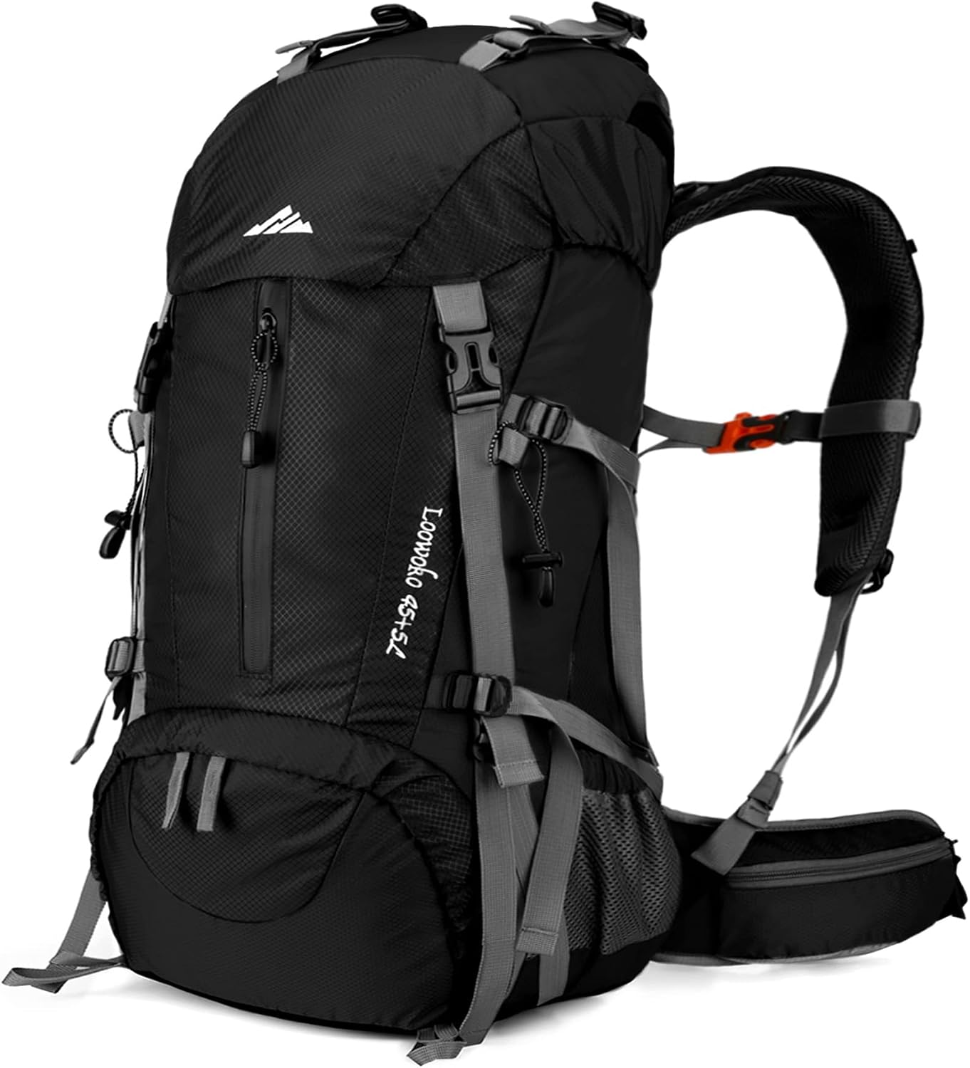 Loowoko 50L Hiking Backpack with Rain Cover for Both Men & Women | Lightweight at Just 2.8 lbs, External Extension with Compression Straps for Backpacking, Hiking, Camping, Trekking
