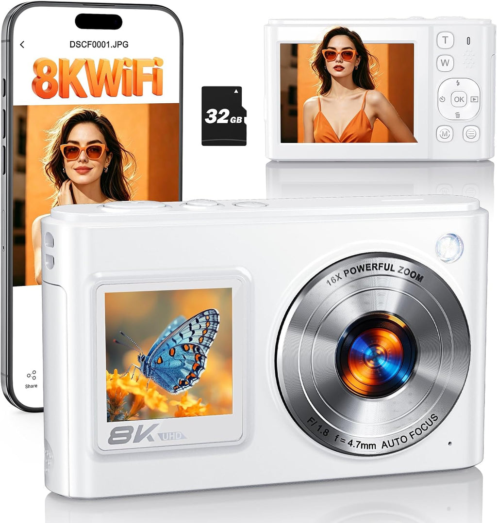 8K Digital Camera for Photography 96MP WiFi Dual Screen Camera for Kids