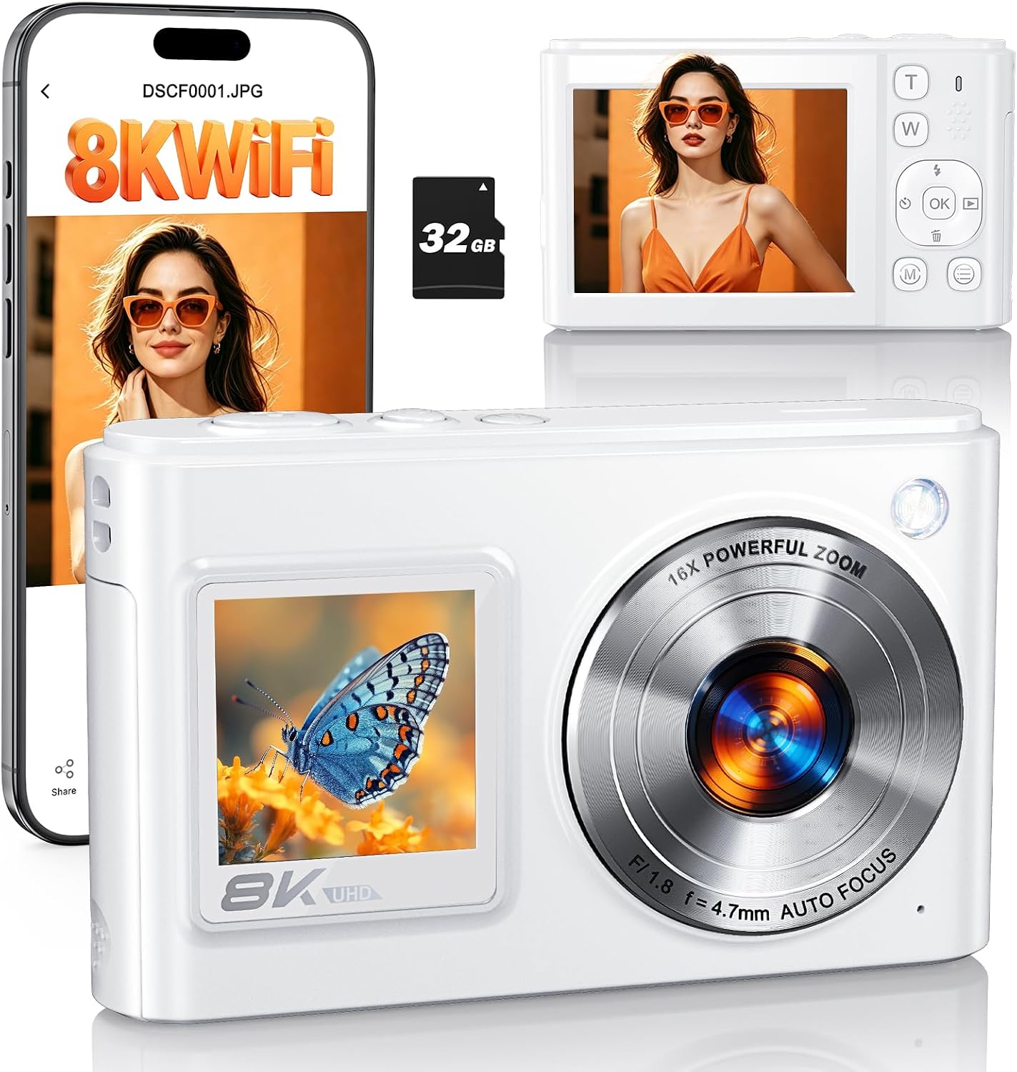 8K Digital Camera for Photography 96MP WiFi Dual Screen Camera for Kids