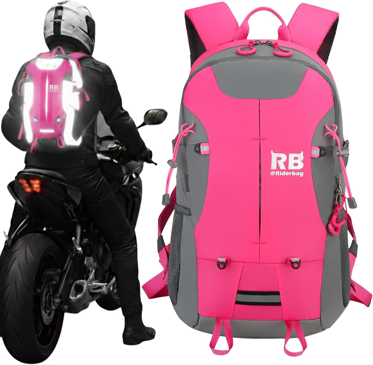 riderbag Reflective Motorcycle Backpack, Hi Viz Commuter Riding Bag