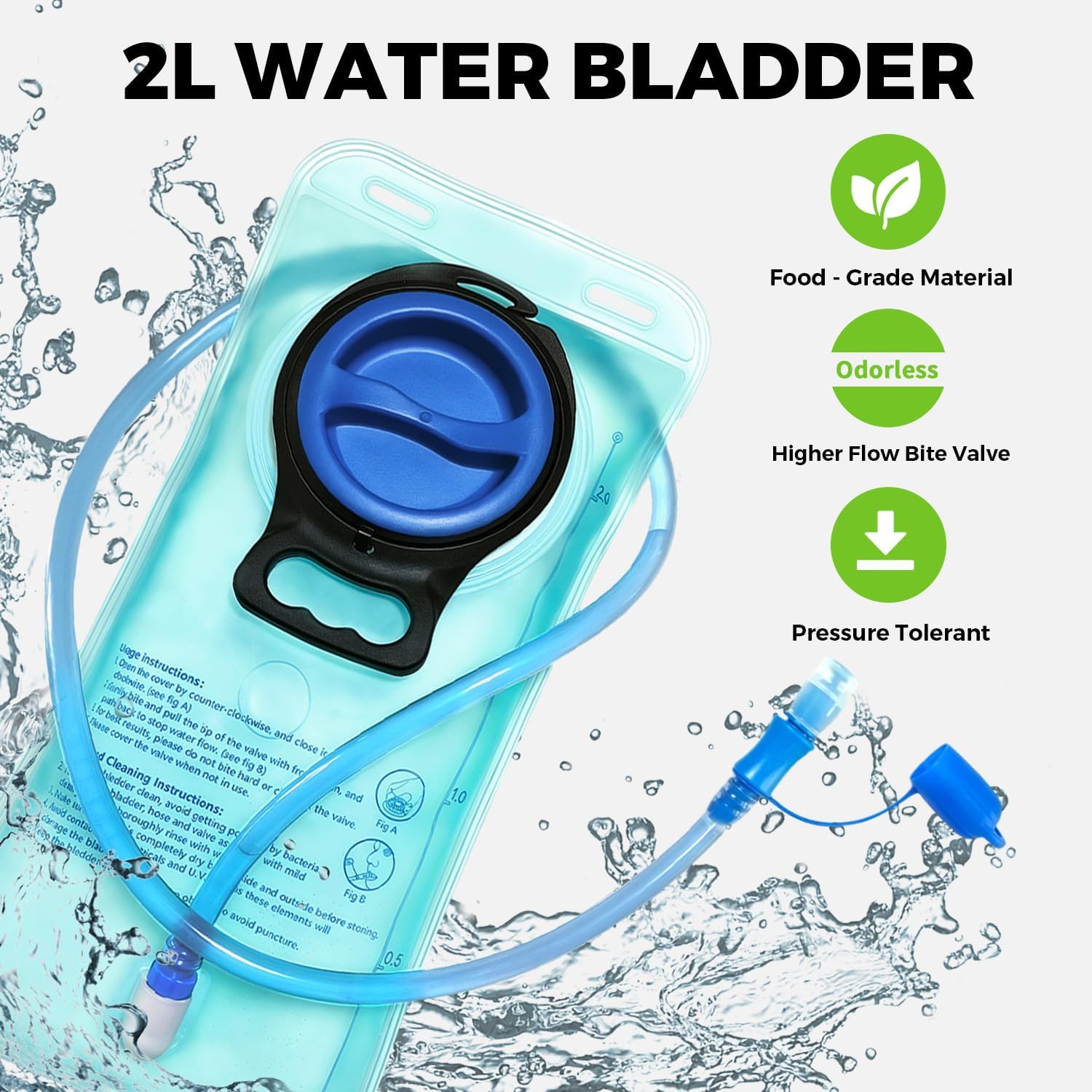 Koculemi Tactical Hydration Backpack with 2L Water Bladder and Front Small Tactical Pouch, Outdoor Water Backpack for Men Women, Sports Hydration Pack for Hiking, Cycling,Climbing