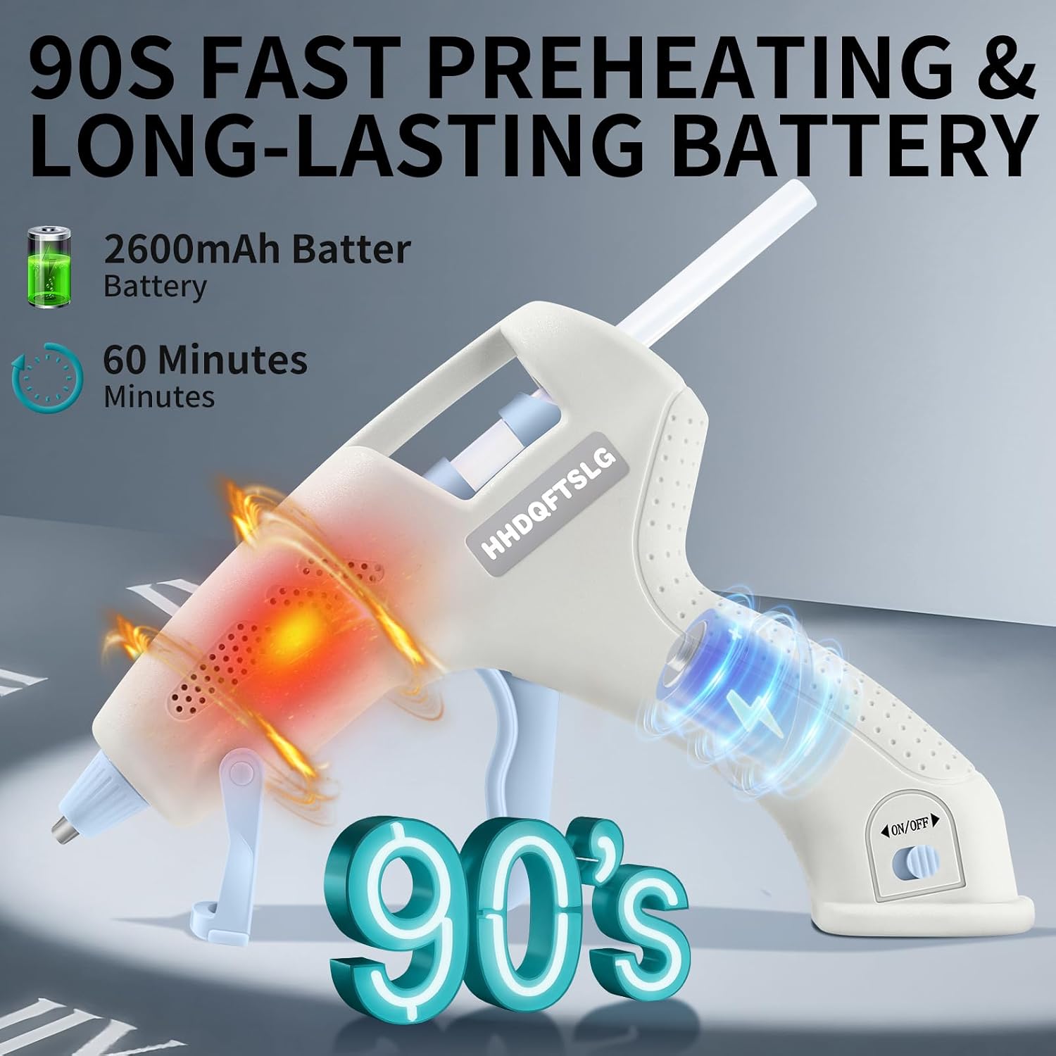 Cordless Hot Glue Gun Kit with 30 Sticks, Fast Heating 2.6Ah Rechargeable