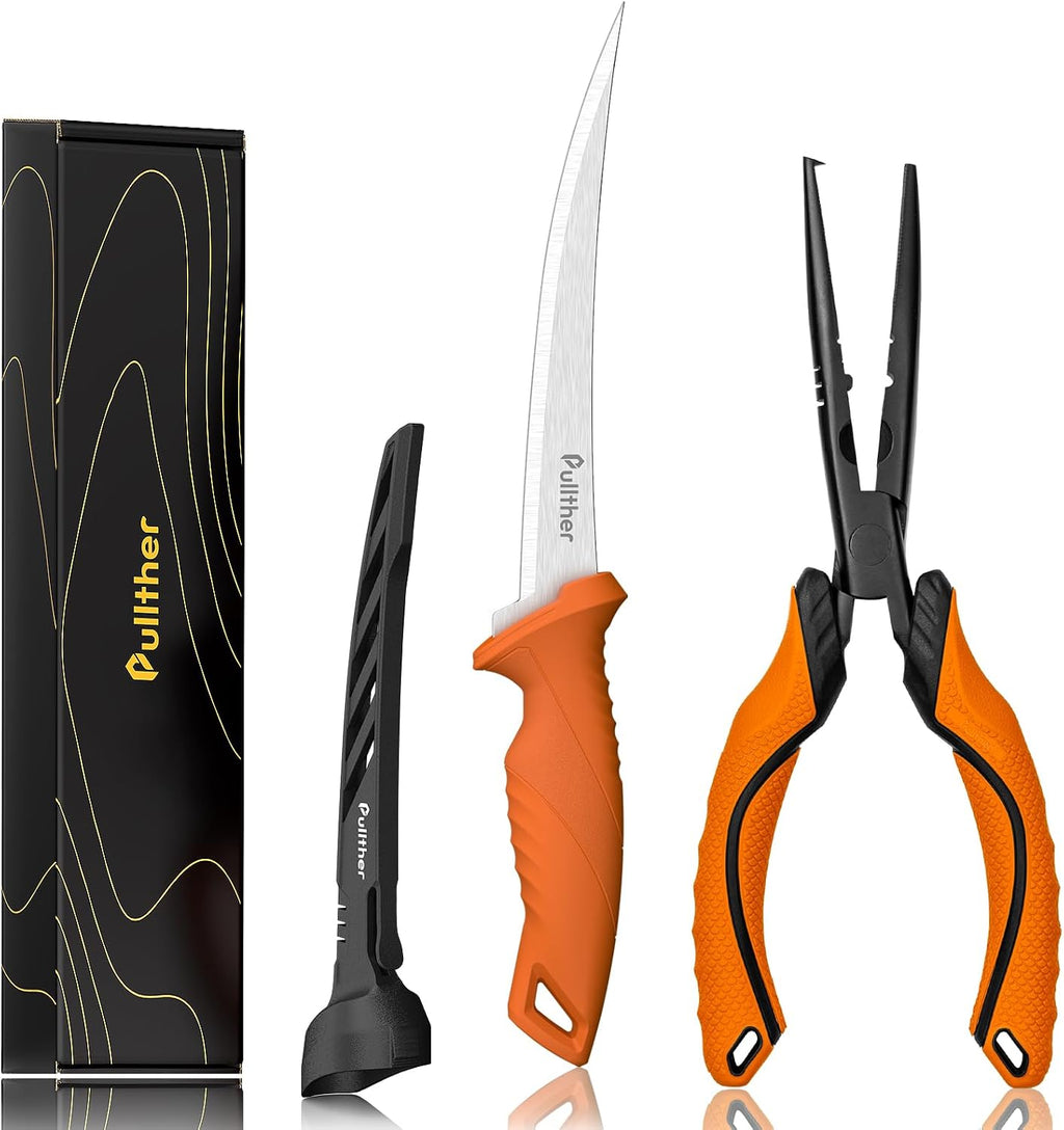 2PC Fishing Tool Kit - 7" Fillet Knife,Fishing Pliers