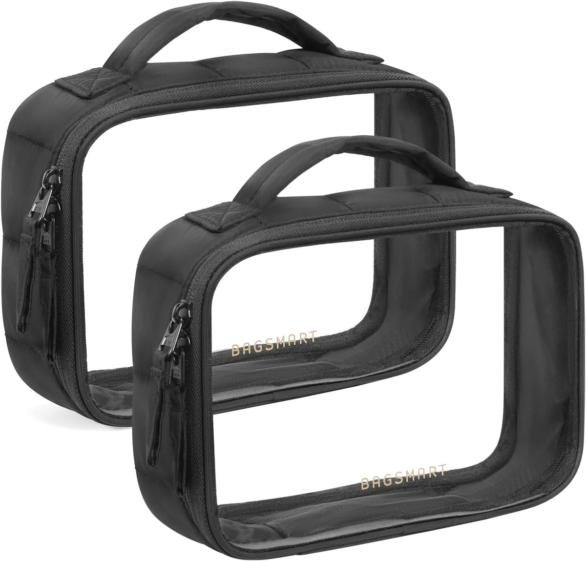 BAGSMART Puffy Clear Toiletry Bag, TSA-Approved & Wide-Open, 1-Pack, Black