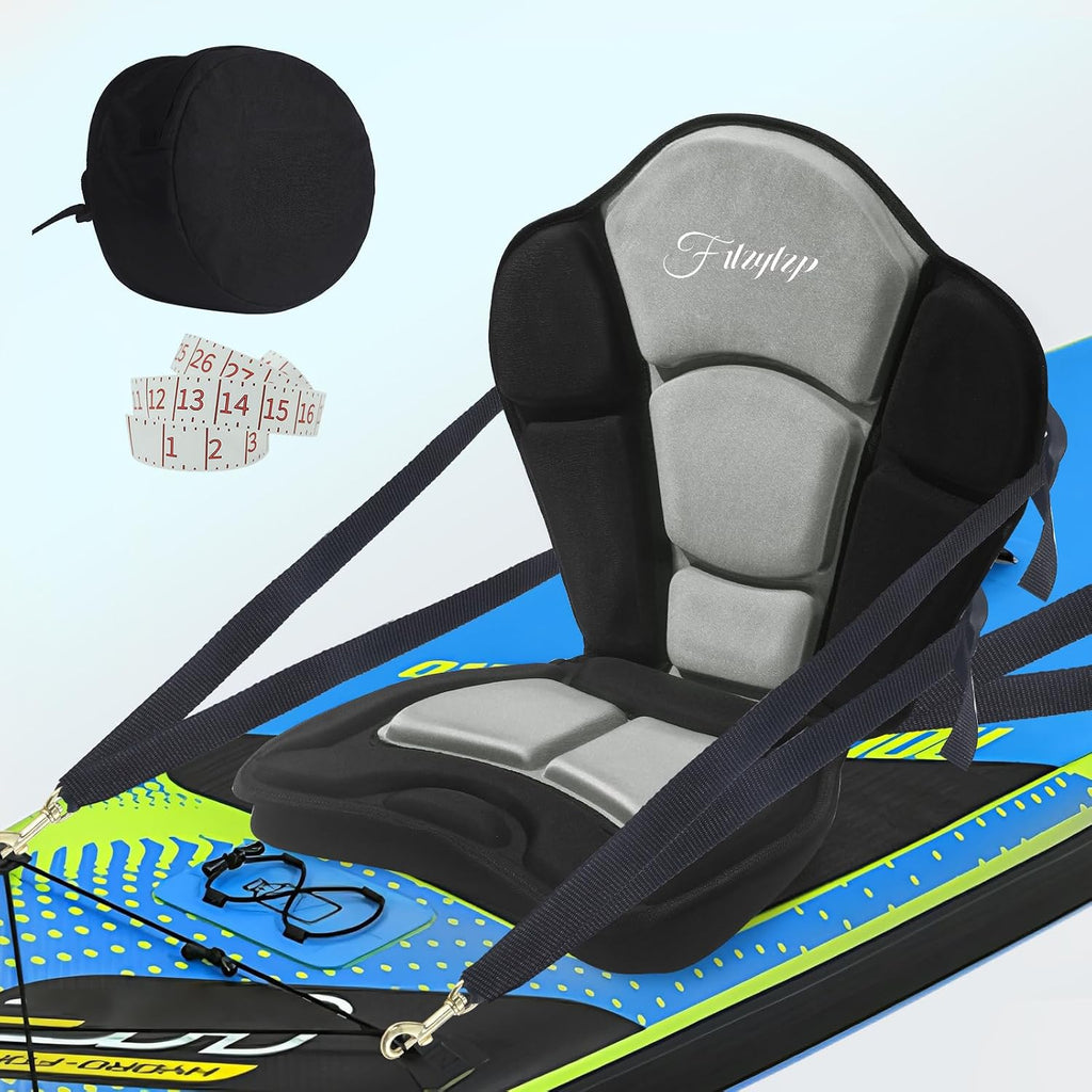 Thickened Kayak Seats - Premium Shockproof Seats with Back Support for Kayaking, Canoeing, Fishing, Paddle Boarding - Comfort, Versatility and Extra Storage (Gray,1 pcs)