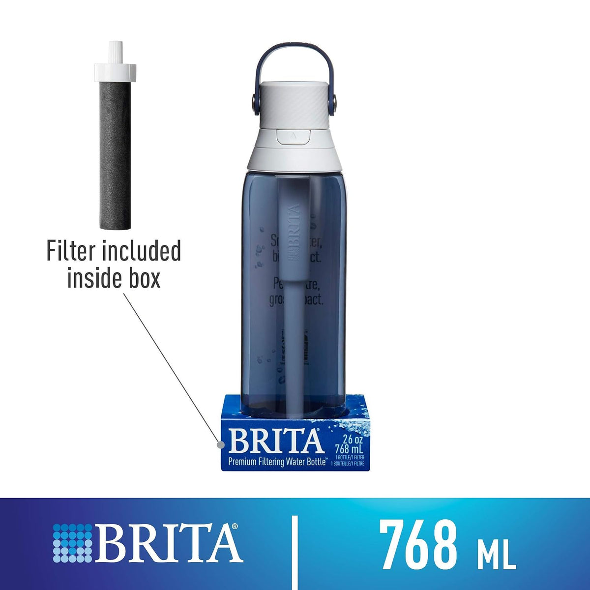 Brita 26 Ounce Premium Filtering Water Bottle with Filter - BPA Free - Night Sky