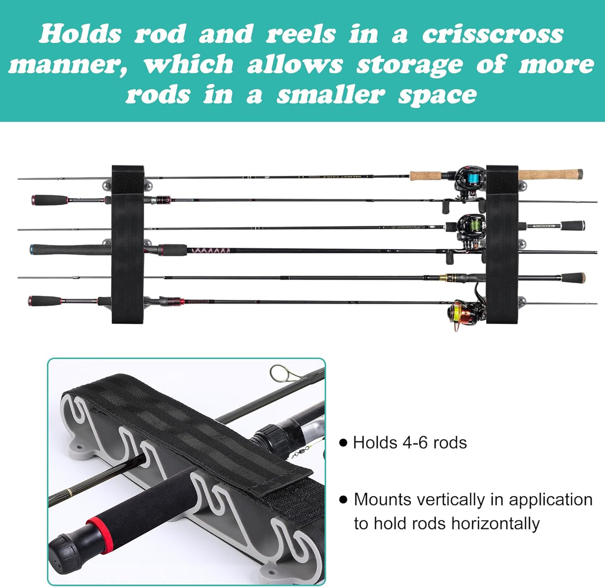 2 Pack Boating Vertical Fishing Rod Holders, Vertical Fishing Rod Rack