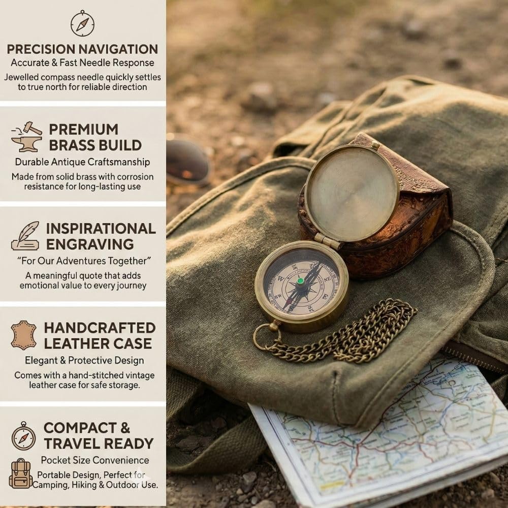 Compass Gift for Mom/Dad, Vintage Pocket Compass Engraved with Go Confidently Customized Gifts for Women/Men, Baptism 2026 Communion Christian Luxury Gift, Anniversary or Keepsake