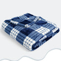 Flannel Fleece Plaid Throw Blanket with Checkerboard Grid Pattern for Bed Couch Large Soft Blanket Winter Warm Lightweight Throw(Dark Blue,50x60 Inch)