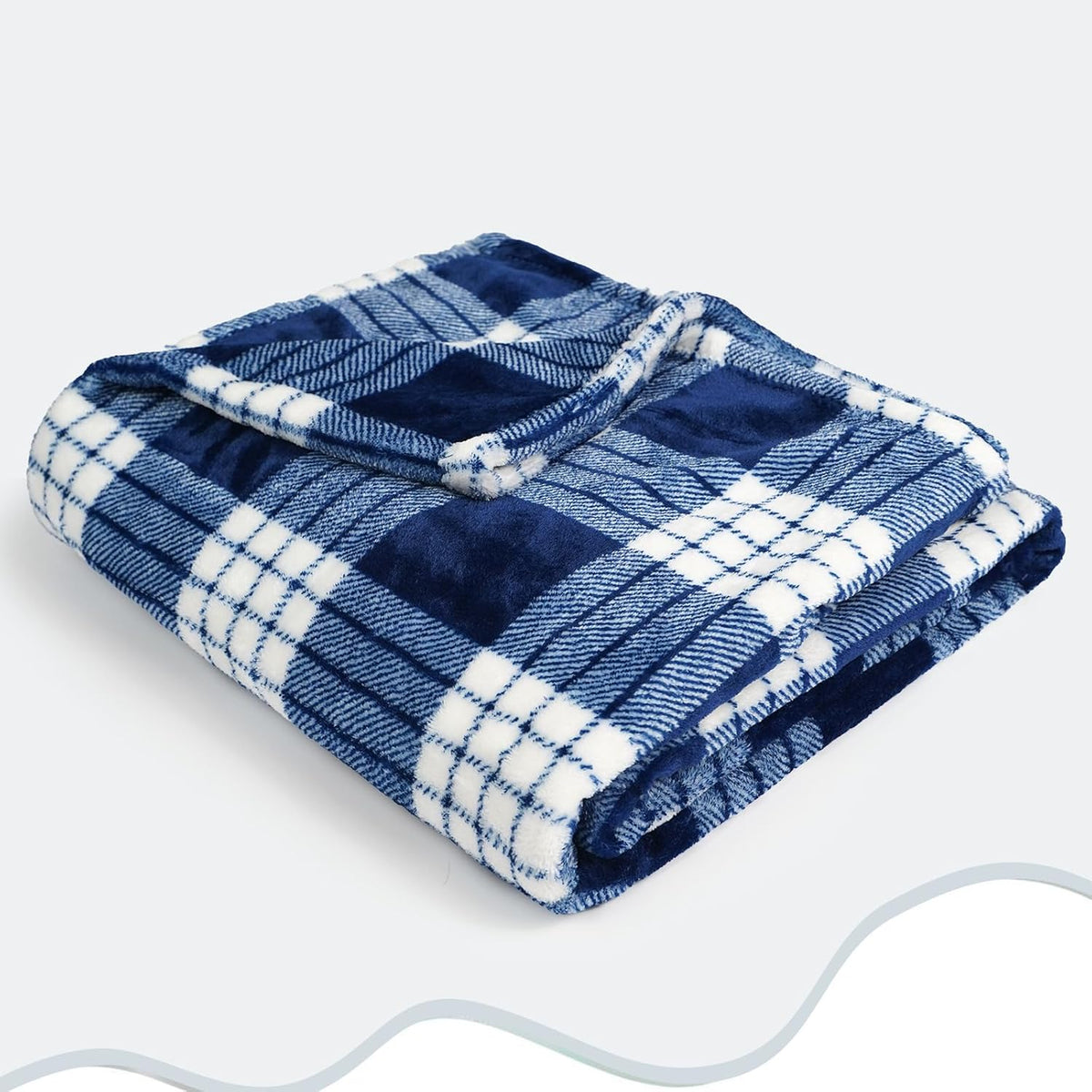 Flannel Fleece Plaid Throw Blanket with Checkerboard Grid Pattern for Bed Couch Large Soft Blanket Winter Warm Lightweight Throw(Dark Blue,50x60 Inch)