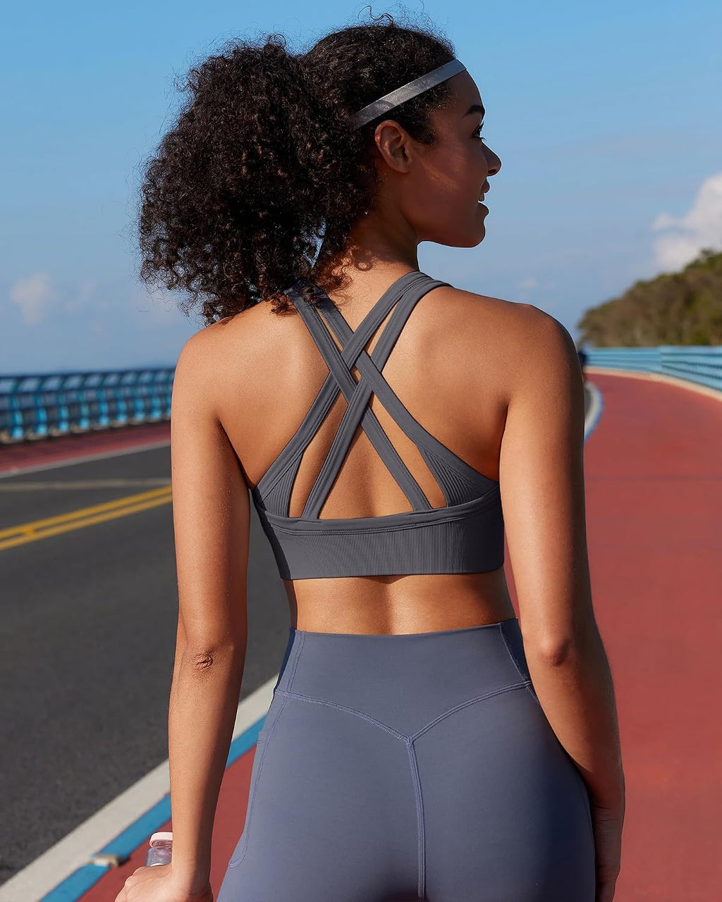 RUNNING GIRL Sports Bra for Women High Support, Criss-Cross Back Padded Strappy Sports Bras Yoga Bra with Removable Cups