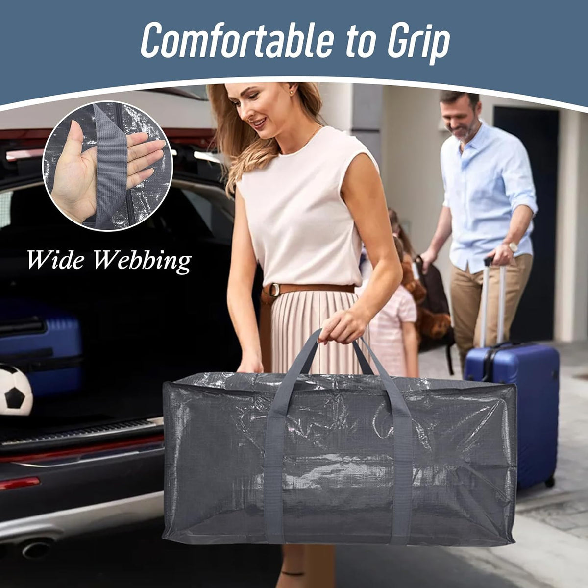 6 Pack Extra Heavy Duty Large Moving Bags with Strong Zipper, Gray
