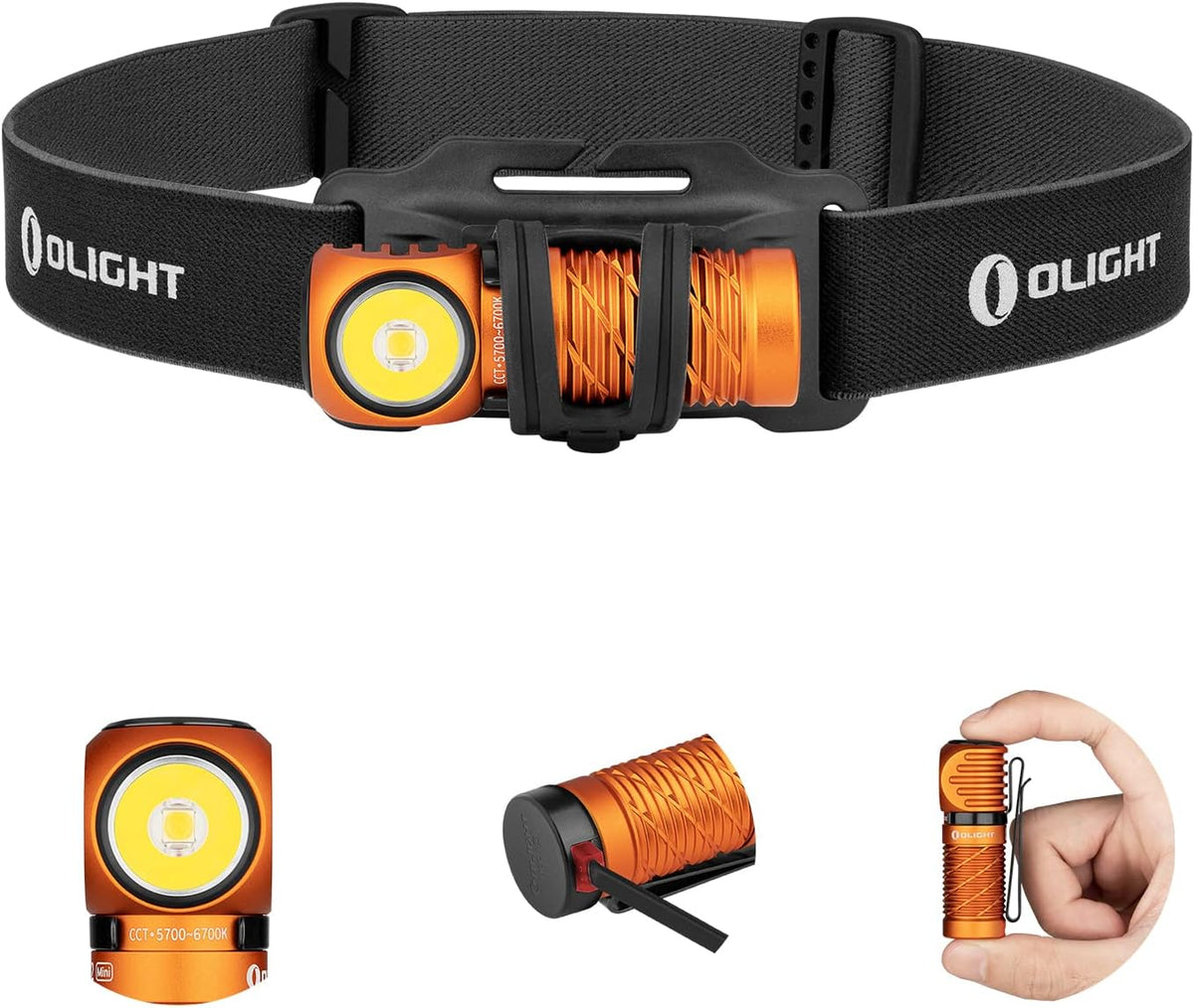 OLIGHT Perun 2 Mini Headlamp Rechargeable, 1100 Lumens, Red Light, Orange