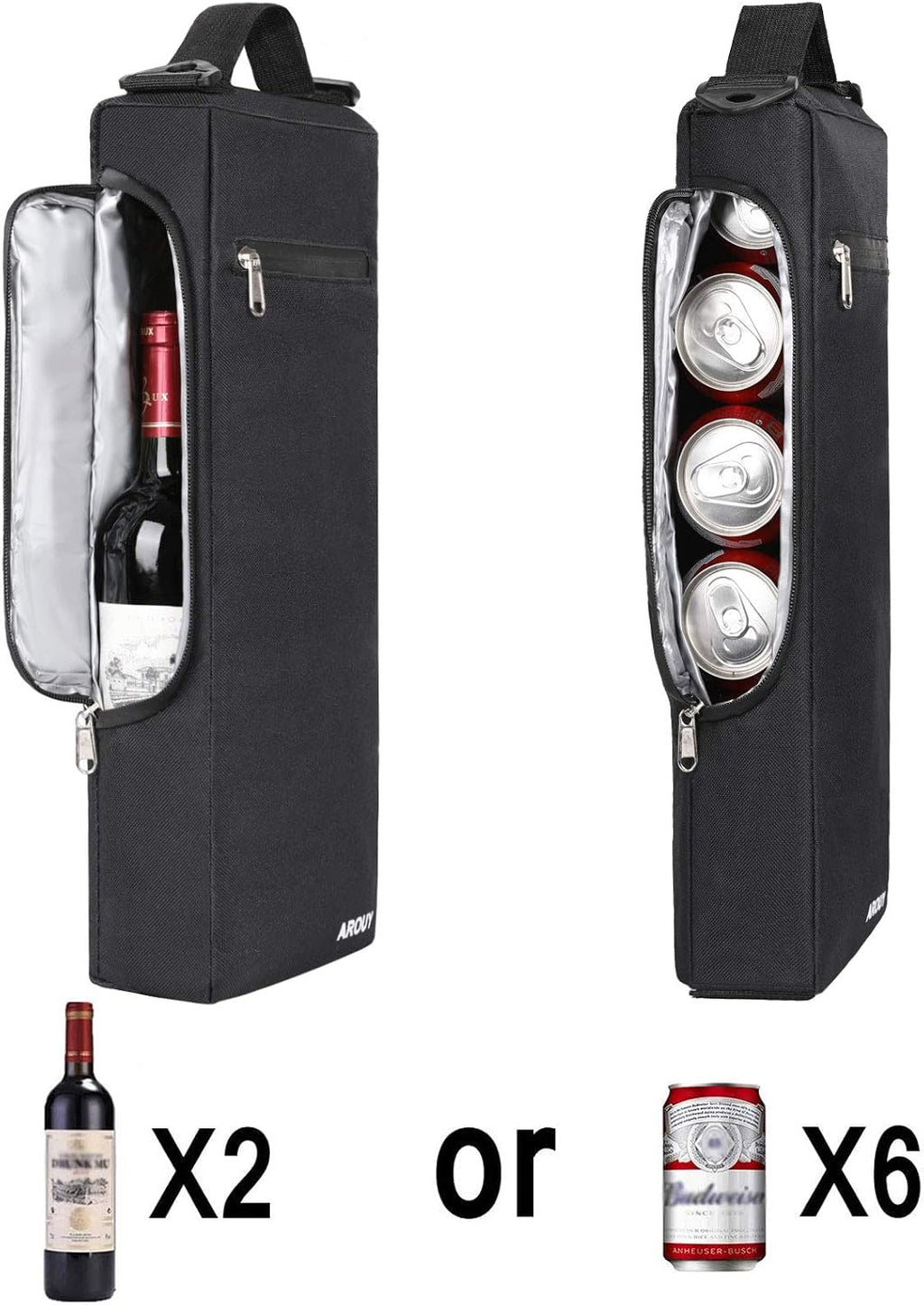 AROUY Golf Cooler Bag - Accessories for Men, Small Soft Insulated Beer Cooler Holds 6 Pack of Cans or Two Wine Bottles, Sports Bag